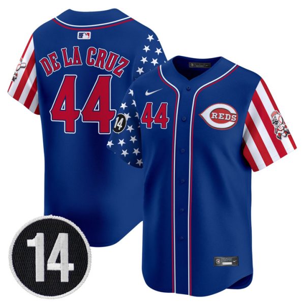 Cincinnati Reds 2025 Independence Day Vapor Premier Limited Jersey - Pete Rose Patch Stitched Royal Elly De La Cruz
