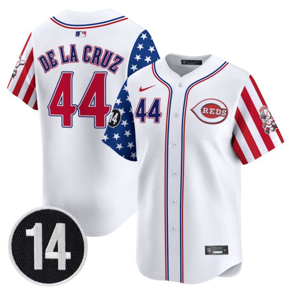Cincinnati Reds 2025 Independence Day Vapor Premier Limited Jersey - Pete Rose Patch Stitched White Elly De La Cruz