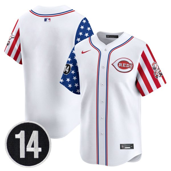 Cincinnati Reds 2025 Independence Day Vapor Premier Limited Jersey - Pete Rose Patch Stitched White Team