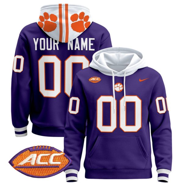 Clemson Tigers 2024 Custom Pullover Stitched Hoodie - Purple