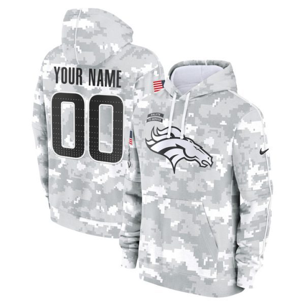 Denver Broncos 2024 Salute to Service Custom Fleece Pullover Stitched Hoodie - Custom