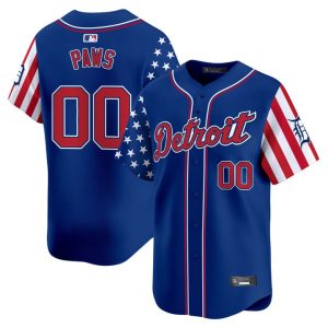Detroit Tigers 2025 Independence Day Vapor Premier Limited Jersey Stitched Royal Paws