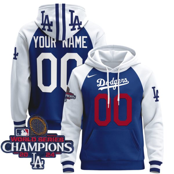 Dodgers 2024 World Series Champions Custom Pullover Stitched Hoodie - Alternate Royal