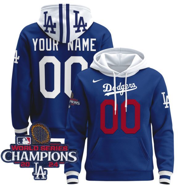 Dodgers 2024 World Series Champions Custom Pullover Stitched Hoodie - Royal
