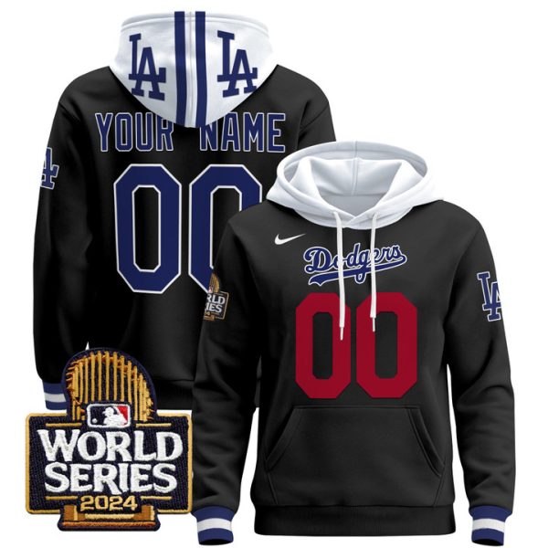 Dodgers 2024 World Series Custom Pullover Stitched Hoodie - Black