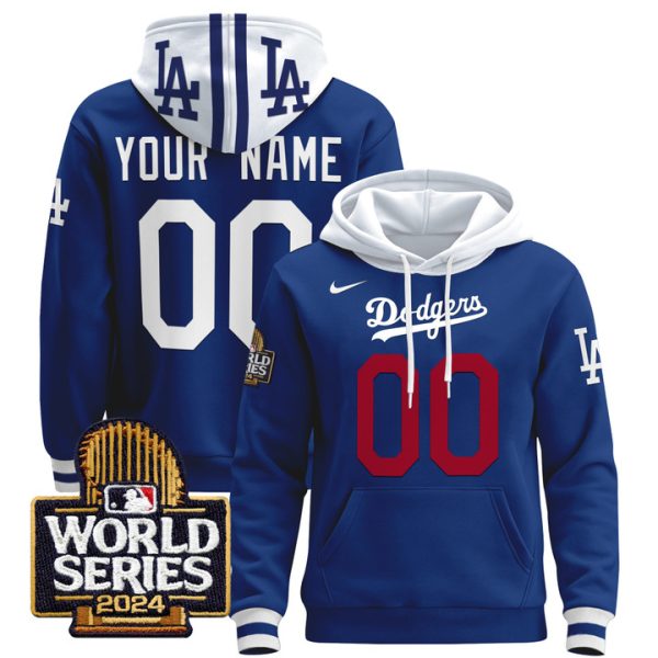 Dodgers 2024 World Series Custom Pullover Stitched Hoodie - Royal