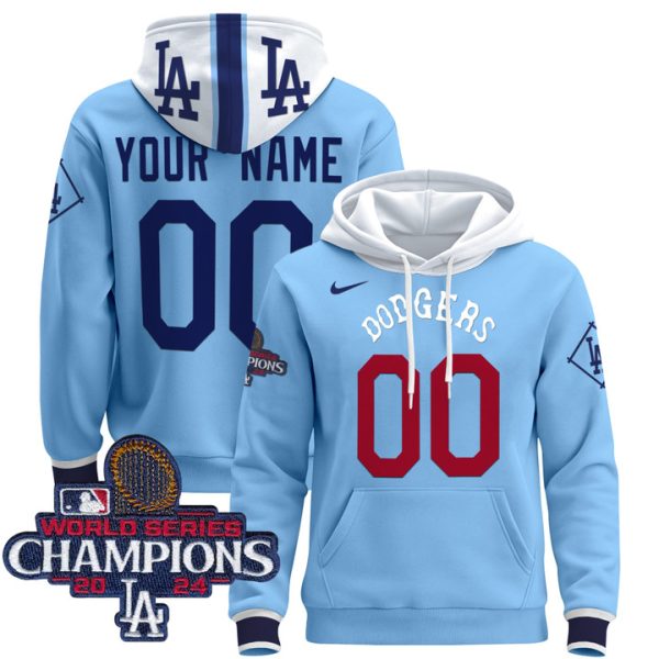 Dodgers Tribute 2024 World Series Champions Custom Pullover Stitched Hoodie - Blue