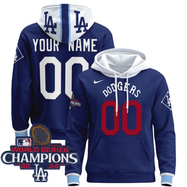 Dodgers Tribute 2024 World Series Champions Custom Pullover Stitched Hoodie - Royal