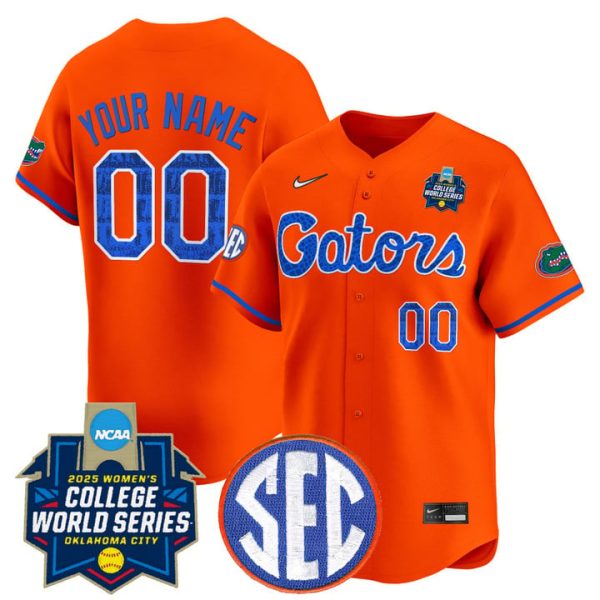 Florida Gators Softball 2025 World Series (WCWS) Vapor Premier Limited Custom Jersey Stitched Orange
