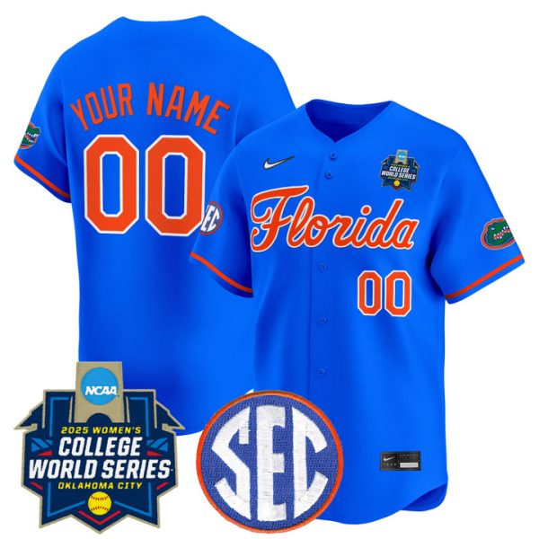 Florida Gators Softball 2025 World Series (WCWS) Vapor Premier Limited Custom Jersey Stitched Royal