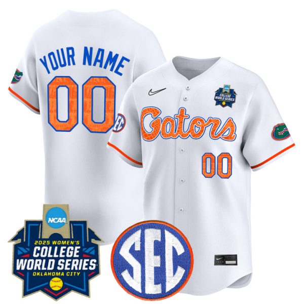 Florida Gators Softball 2025 World Series (WCWS) Vapor Premier Limited Custom Jersey Stitched White Limited