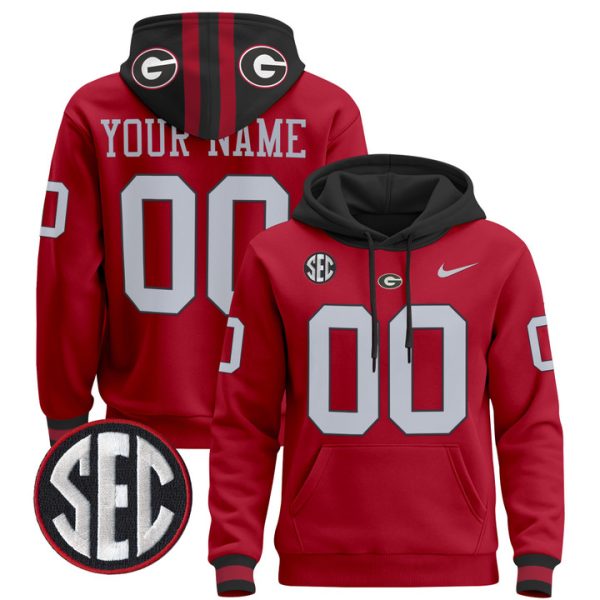 Georgia Bulldogs 2024 Custom Pullover Stitched Hoodie - Red