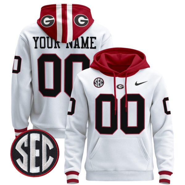 Georgia Bulldogs 2024 Custom Pullover Stitched Hoodie - White