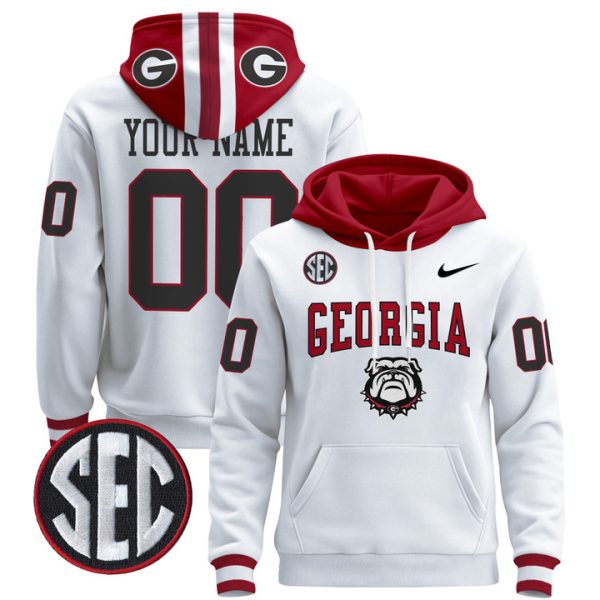 Georgia Bulldogs 2024 Custom Pullover Stitched Hoodie - White
