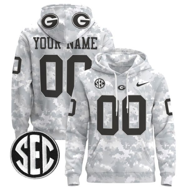 Georgia Bulldogs 2024 Salute to Service Custom Pullover Stitched Hoodie - Custom