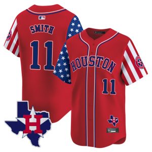Houston Astros 2025 Independence Day Vapor Premier Limited Jersey V2 Stitched Red Cam Smith