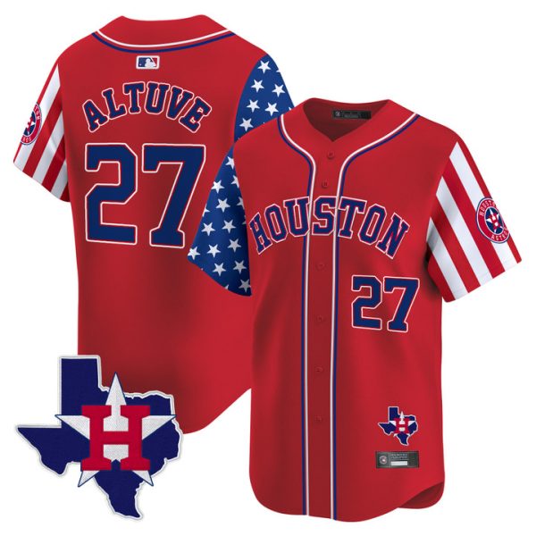 Houston Astros 2025 Independence Day Vapor Premier Limited Jersey V2 Stitched Red Jose Altuve