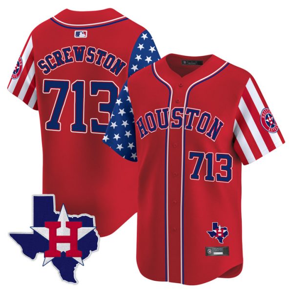 Houston Astros 2025 Independence Day Vapor Premier Limited Jersey V2 Stitched Red Screwston 713
