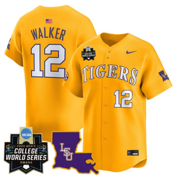 LSU Tigers 2025 World Series Vapor Premier Limited Jersey Stitched Gold Todd Walker