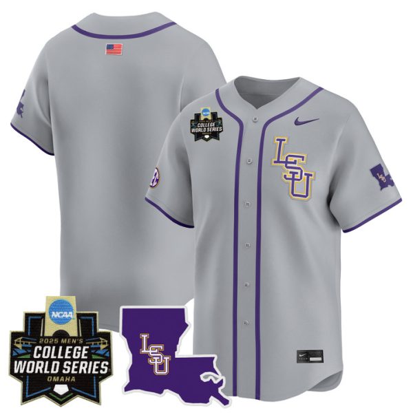 LSU Tigers 2025 World Series Vapor Premier Limited Jersey Stitched Gray Team