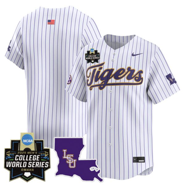 LSU Tigers 2025 World Series Vapor Premier Limited Jersey Stitched Pinstripe Team