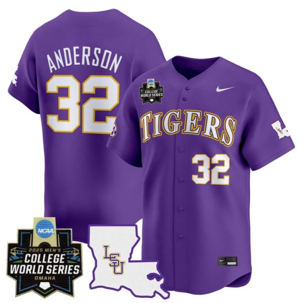 LSU Tigers 2025 World Series Vapor Premier Limited Jersey Stitched Purple Kade Anderson