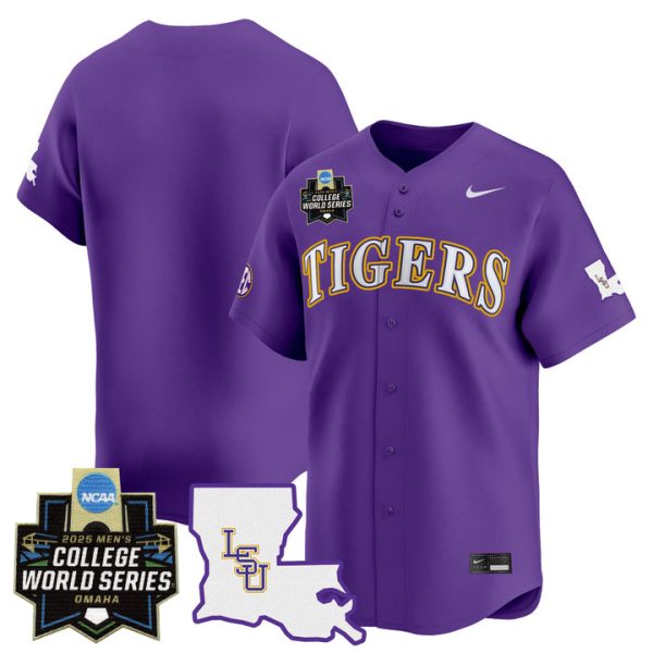 LSU Tigers 2025 World Series Vapor Premier Limited Jersey Stitched Purple Team