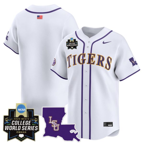 LSU Tigers 2025 World Series Vapor Premier Limited Jersey Stitched White Team