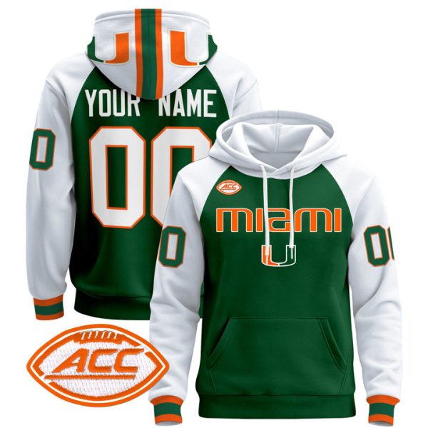 Miami Hurricanes 2024 Custom Pullover Stitched Hoodie - Green Alternate