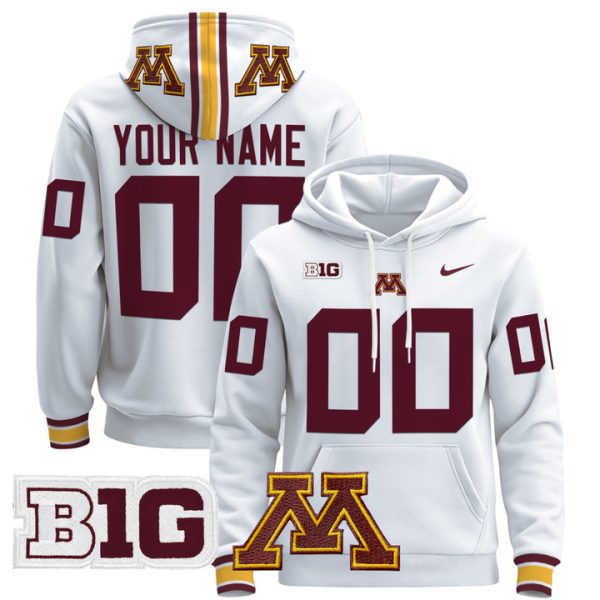 Minnesota Golden Gophers 2024 Custom Pullover Stitched Hoodie - White