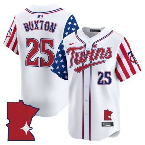 Minnesota Twins 2025 Independence Day Vapor Premier Limited Jersey Stitched White Byron Buxton