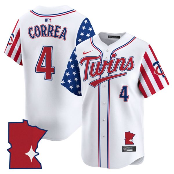 Minnesota Twins 2025 Independence Day Vapor Premier Limited Jersey Stitched White Carlos Correa