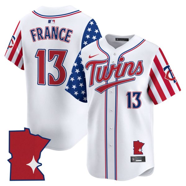 Minnesota Twins 2025 Independence Day Vapor Premier Limited Jersey Stitched White Ty France