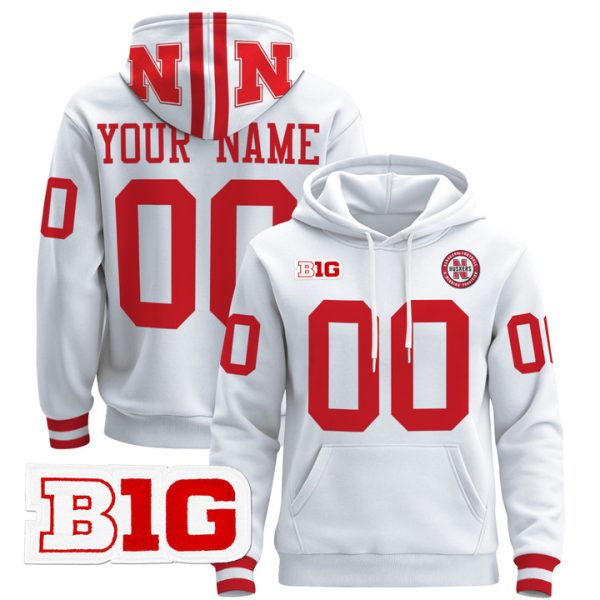 Nebraska Cornhuskers 2024 Custom Pullover Stitched Hoodie - White