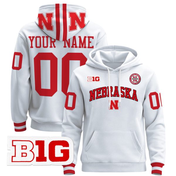 Nebraska Cornhuskers 2024 Custom Pullover Stitched Hoodie - White