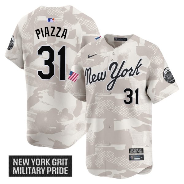 New York Mets 2025 Armed Forces Day Vapor Premier Limited Jersey Stitched Camo Mike Piazza