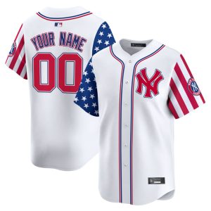 New York Yankees 2025 Independence Day Vapor Premier Limited Custom Jersey Stitched White