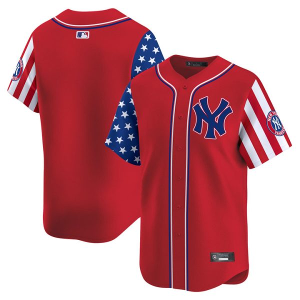 New York Yankees 2025 Independence Day Vapor Premier Limited Jersey Stitched Red Team