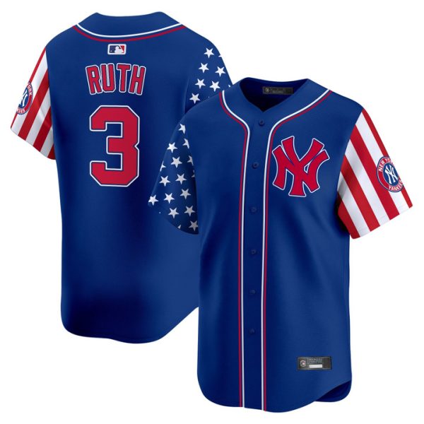 New York Yankees 2025 Independence Day Vapor Premier Limited Jersey Stitched Royal Babe Ruth
