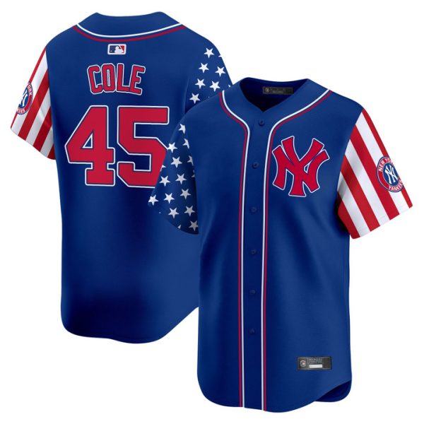 New York Yankees 2025 Independence Day Vapor Premier Limited Jersey Stitched Royal Gerrit Cole