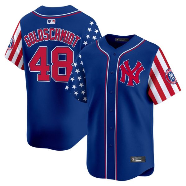 New York Yankees 2025 Independence Day Vapor Premier Limited Jersey Stitched Royal Paul Goldschmidt