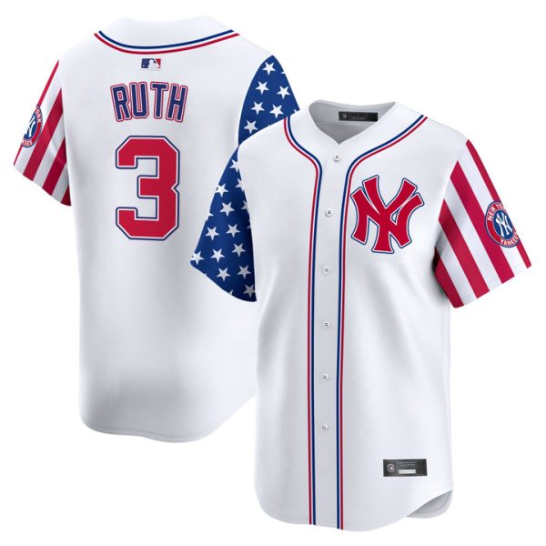 New York Yankees 2025 Independence Day Vapor Premier Limited Jersey Stitched White Babe Ruth