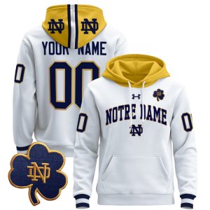 Notre Dame Fighting Irish 2024 Custom Pullover Stitched Hoodie - White