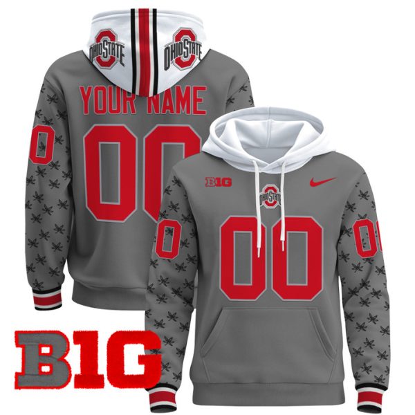 Ohio State Buckeyes 2024 Custom Pullover Stitched Hoodie - Gray