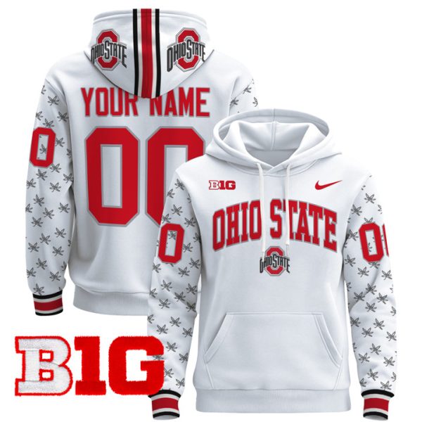 Ohio State Buckeyes 2024 Custom Pullover Stitched Hoodie - White Limited