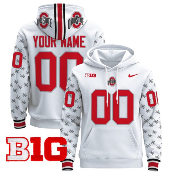 Ohio State Buckeyes 2024 Custom Pullover Stitched Hoodie - White Limited