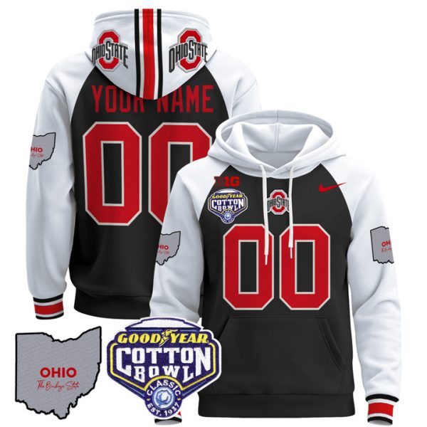 Ohio State Buckeyes Cotton Bowl Patch Custom Pullover Stitched Hoodie - Black Alternate
