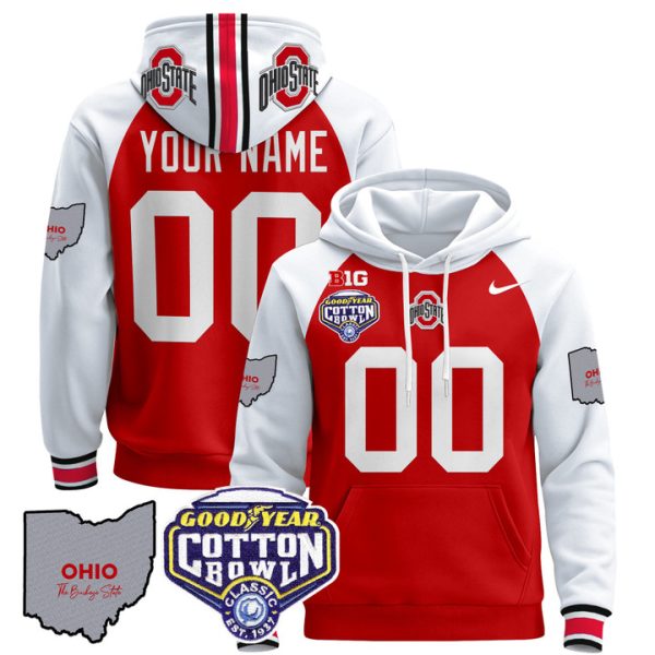 Ohio State Buckeyes Cotton Bowl Patch Custom Pullover Stitched Hoodie - Red Alternate