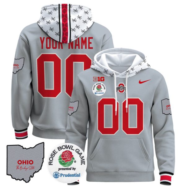 Ohio State Buckeyes Rose Bowl Custom Pullover Stitched Hoodie - Gray