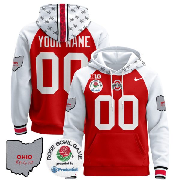 Ohio State Buckeyes Rose Bowl Custom Pullover Stitched Hoodie - Red Alternate